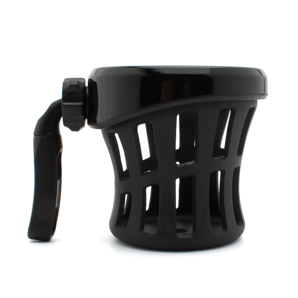 Black Motorcycle Handlebar Cup Holder Drink W/Mesh Basket Mount Black for Harley Q