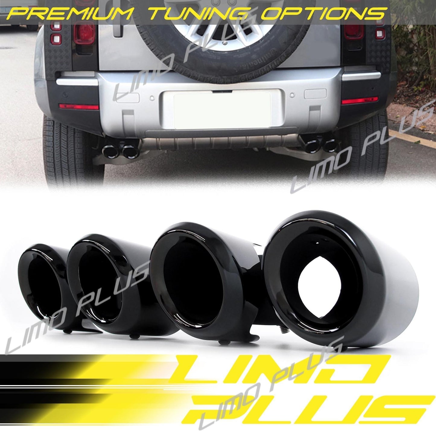 Black Exhaust Muffler Tips Tailpipe for 2020-2024 for Land Rover for Defender 90 110 Q