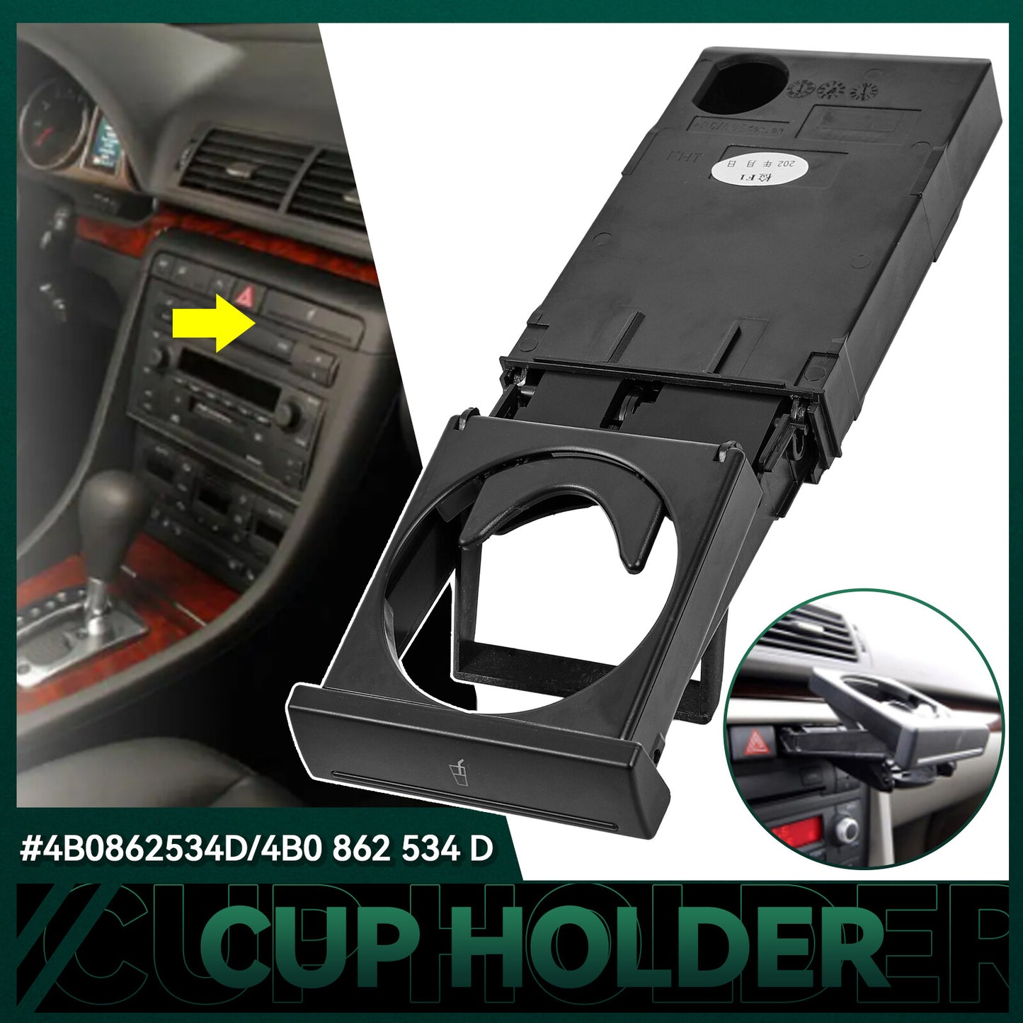 Stretch Folding Water Cup Holder Stand for AUDI for A6 C5 98-05 for A4 98-02 4B0862534D Q