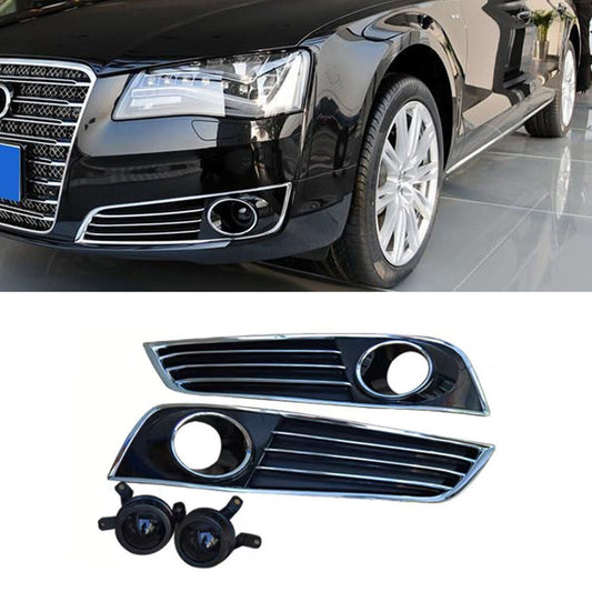 Fog Light Grill Lamp Front Lower Grille Cover W/ACC Fit for Audi for A8 D4 2010-2014