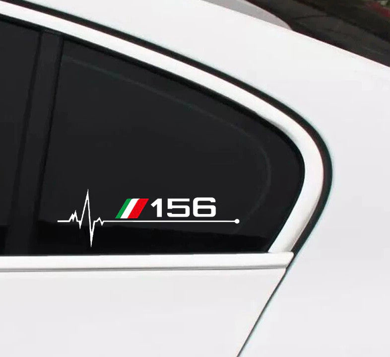 2-pack white 156 car window sticker badges for Alfa Romeo 156