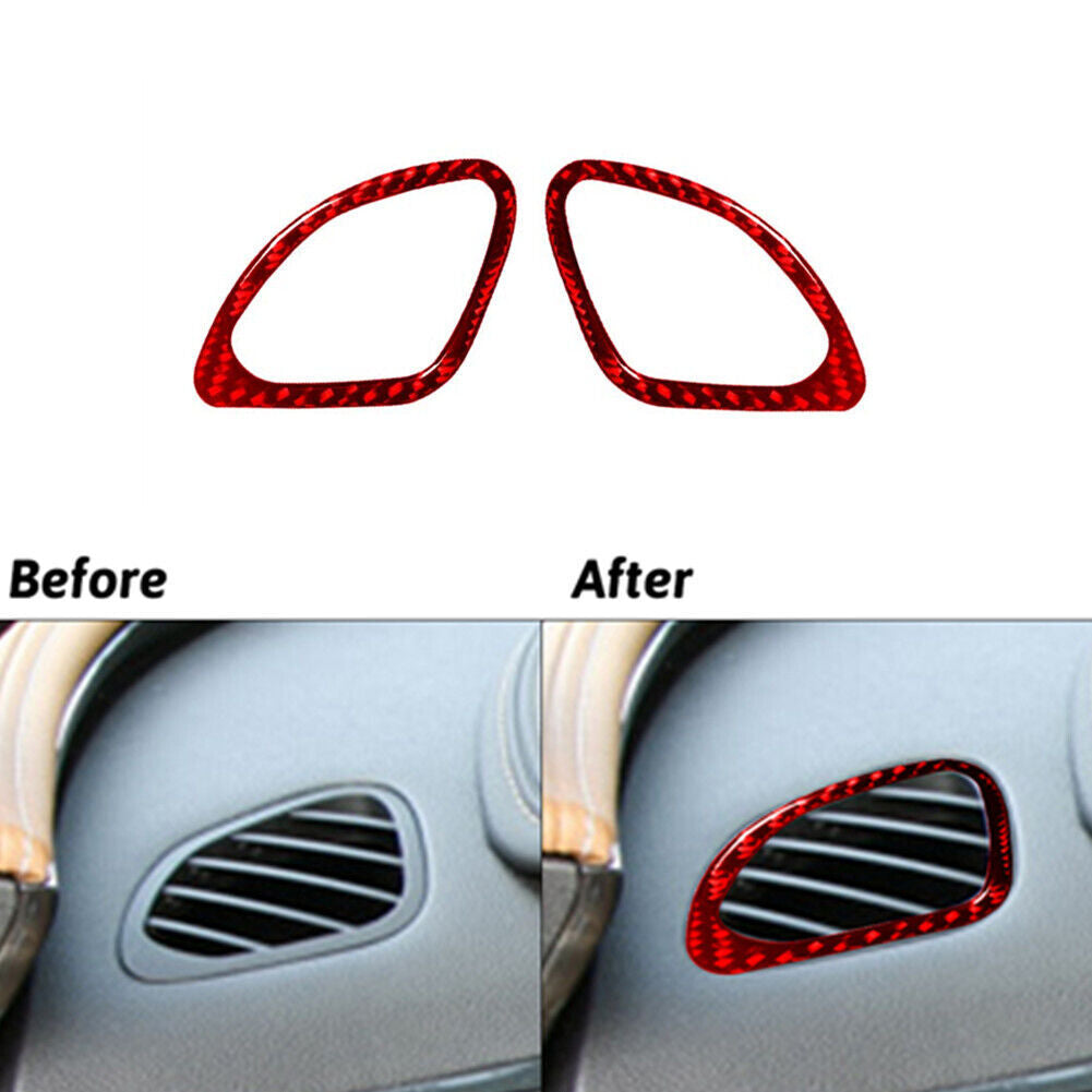 Red Dashboard Air Vent Frame Trim Cover Carbon Fiber for Chevy Impala 2014-2020