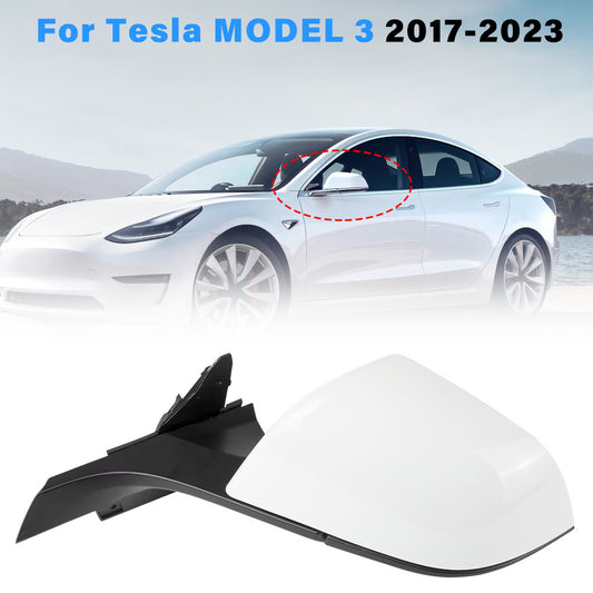 Left driver's side mirror compatible with 2017-2023 Model 3 heated power folding white. n