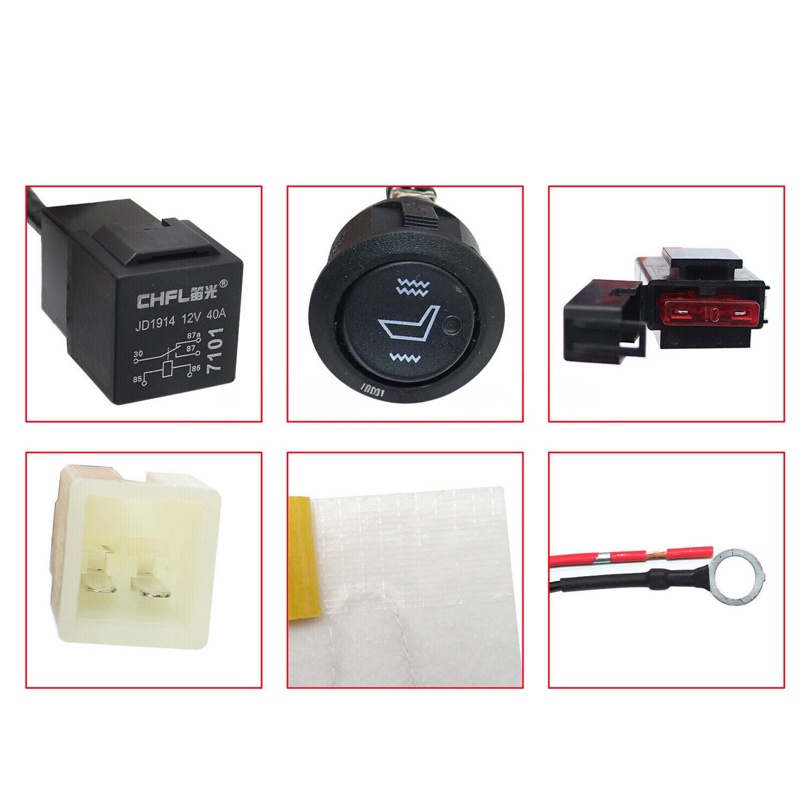 1Seat Universal Carbon Fiber Car Heated for Seat Heater Kit with Round Switch 12VIW