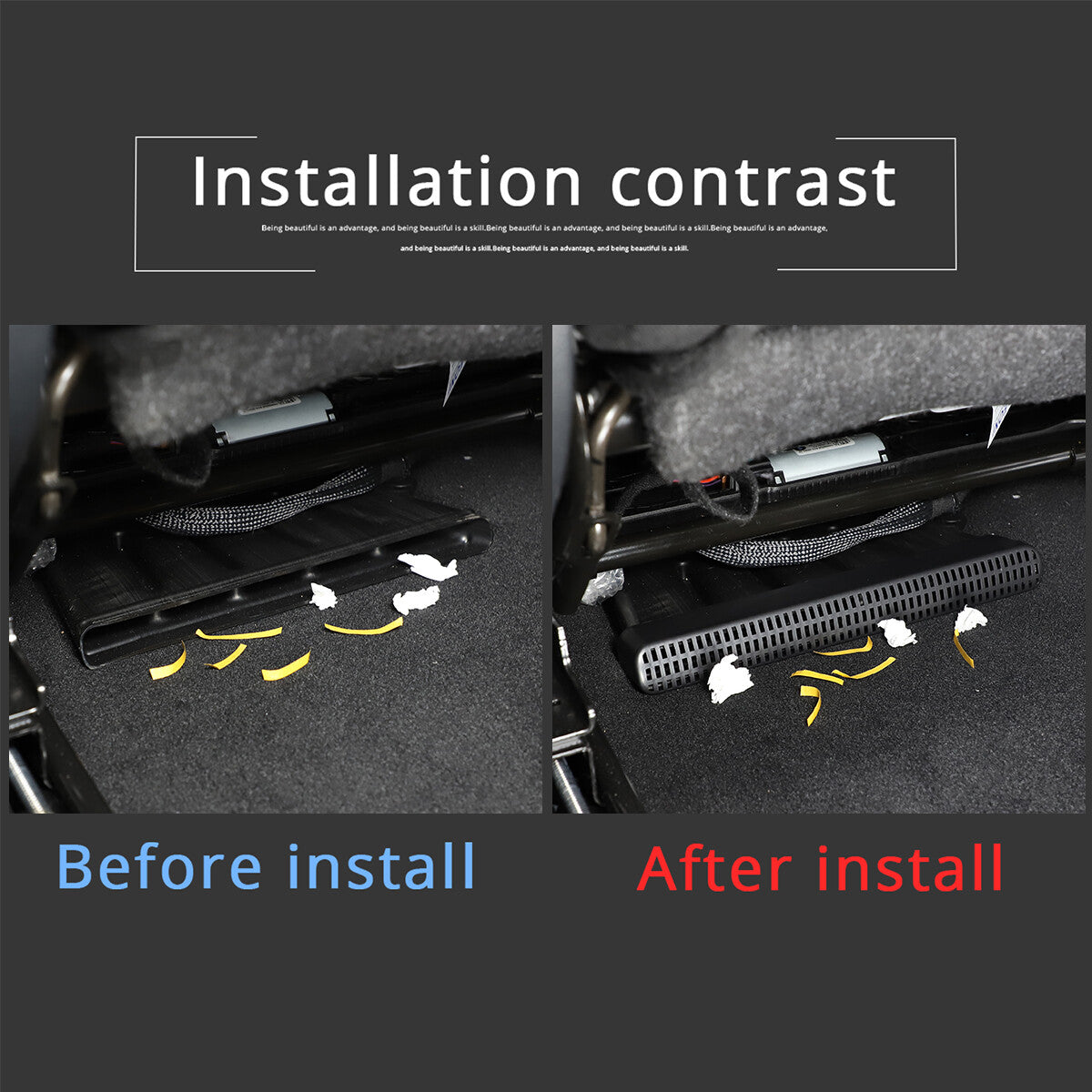 Under- for seat air socket cover for C-Class 2022 ABS Black - n