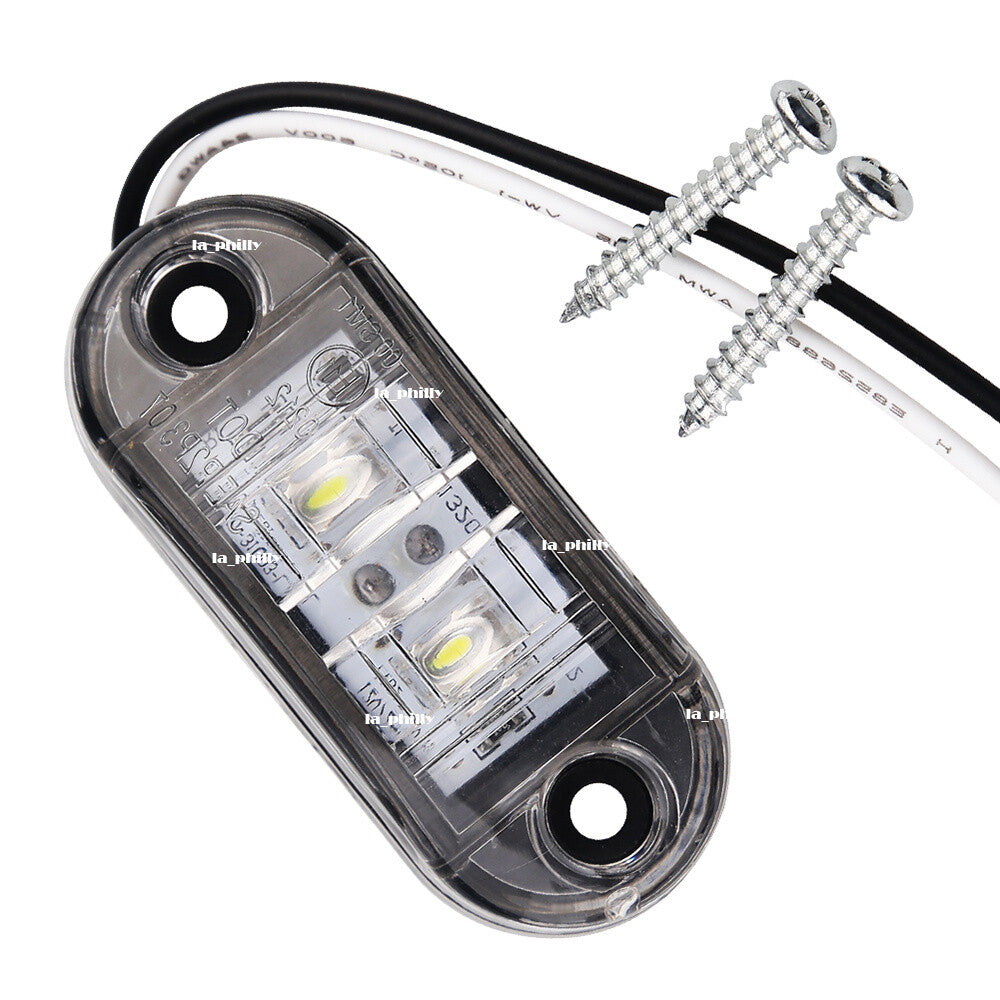 2 LED 12V / 24V Vehicles Truck Lorry Side Marker Turn Lamp Lights-White Q