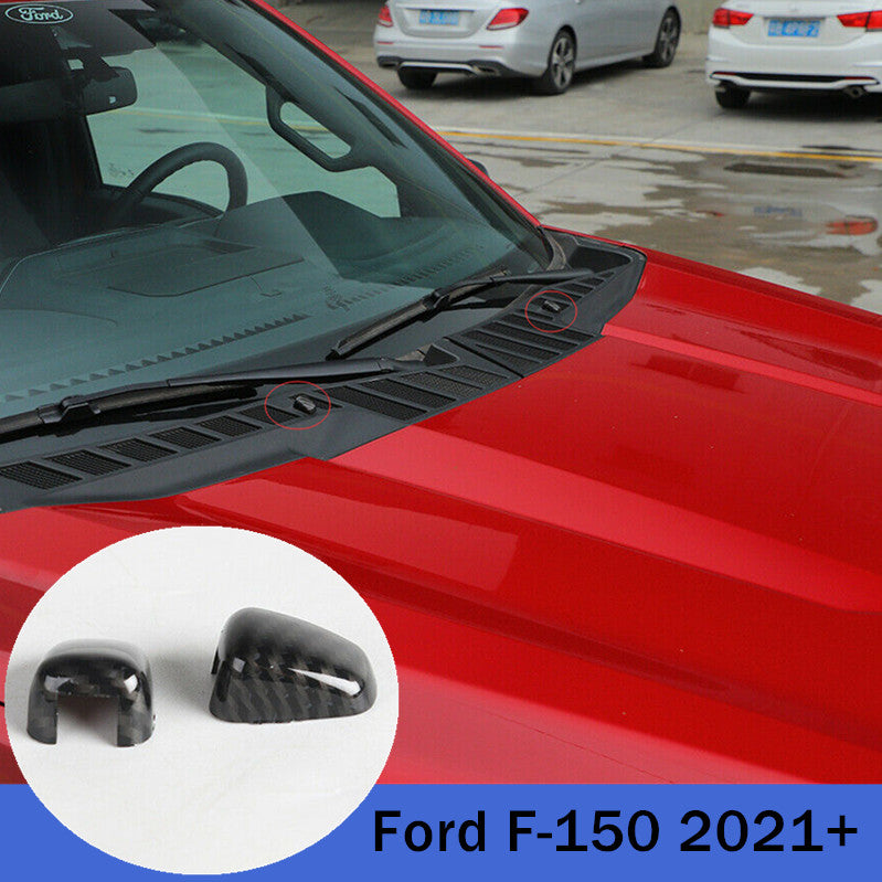 2X carbon fiber ABS For 2021-2023 Front wiper nozzle cover trim Decor n