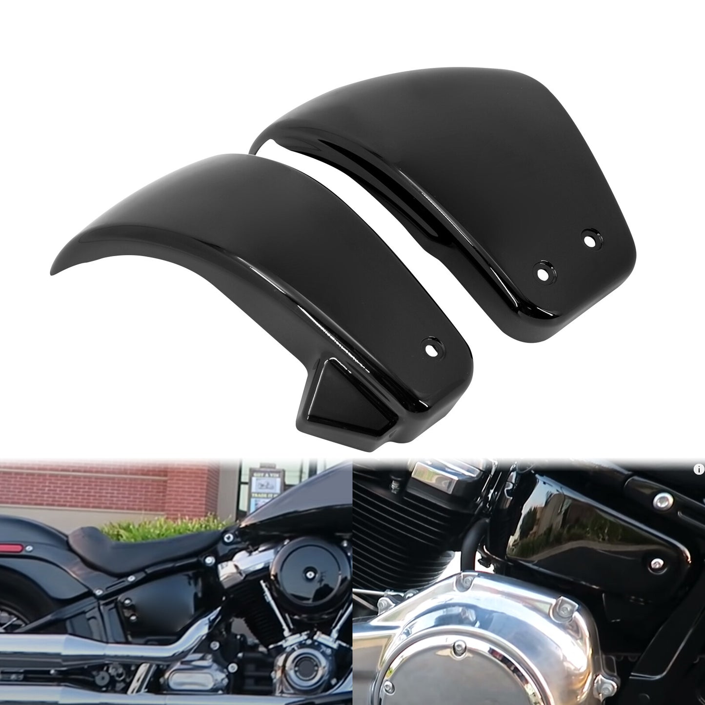 2x Gloss Black Battery Fairing Side Cover Fits for Harley Softail Street Fat Bob