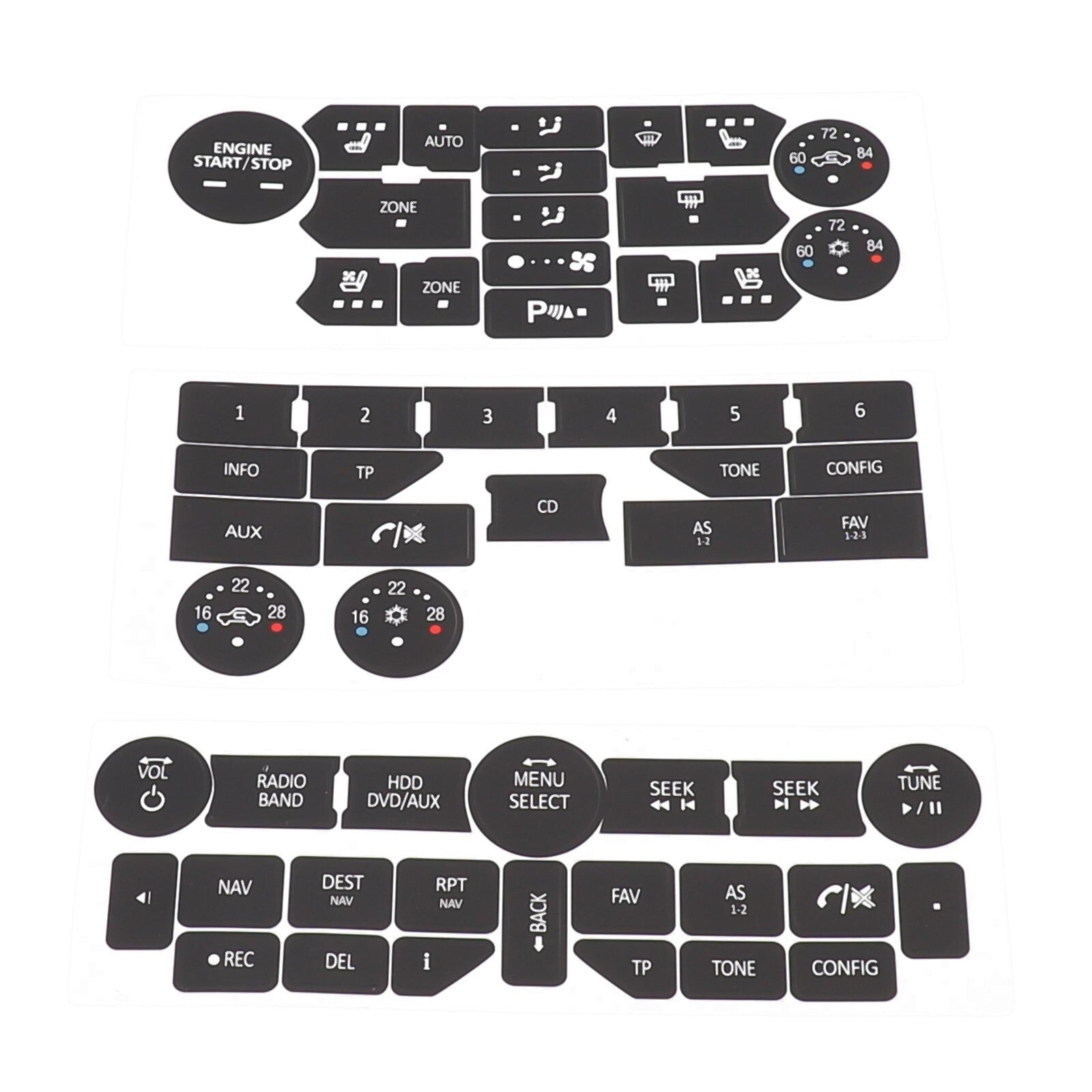 Button Repair Stickers for SAAB 9 5NG 9 4X Vinyl Material