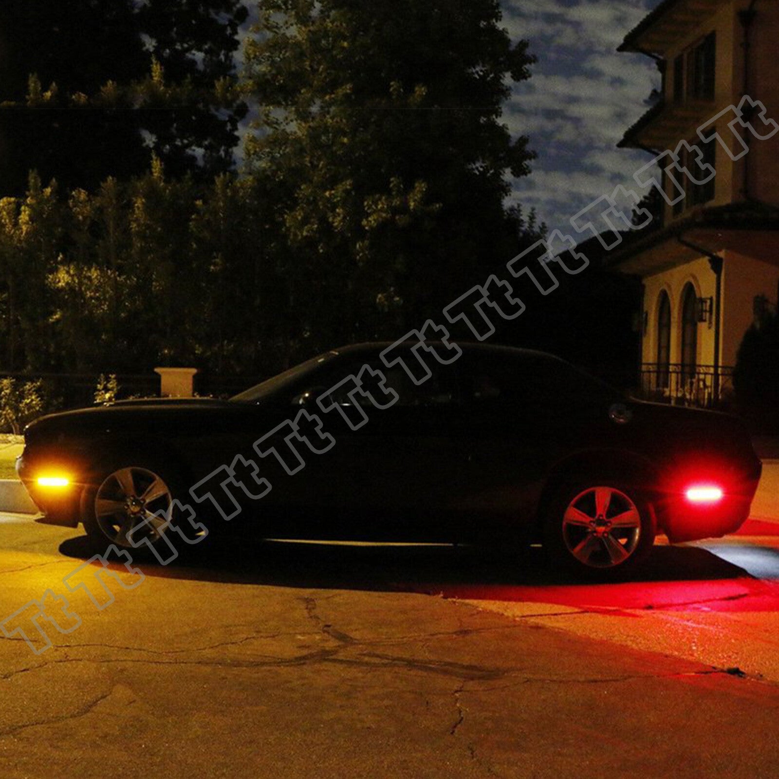 For 2008 - 2014 for Dodge for Challenger LED Front and Rear Side Marker Lights Dark Smoke 4 pcs - v