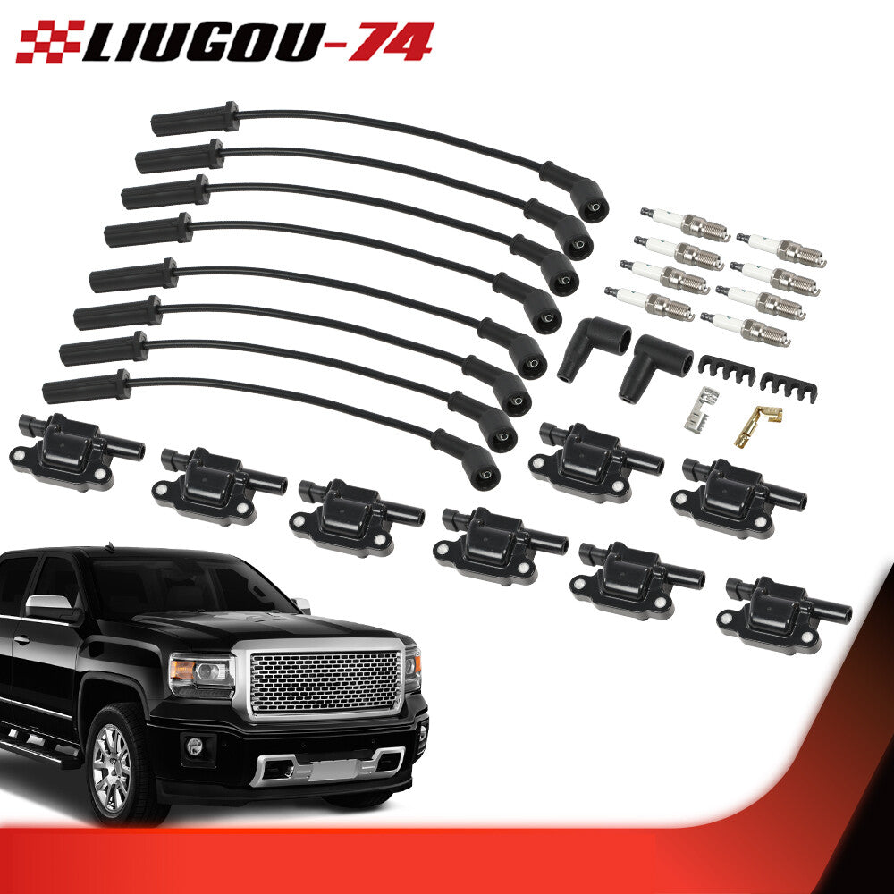 Square ignition coil and spark plugs and wires fit for Silverado 1500 Tahoe for GMC - v