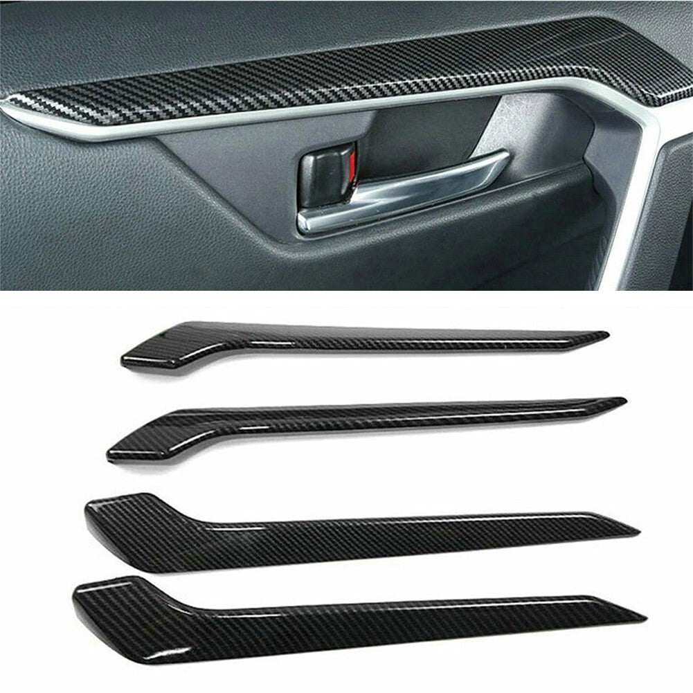 Carbon Fiber Interior Door Trims Moulding Accessories for RAV4 19-21 v