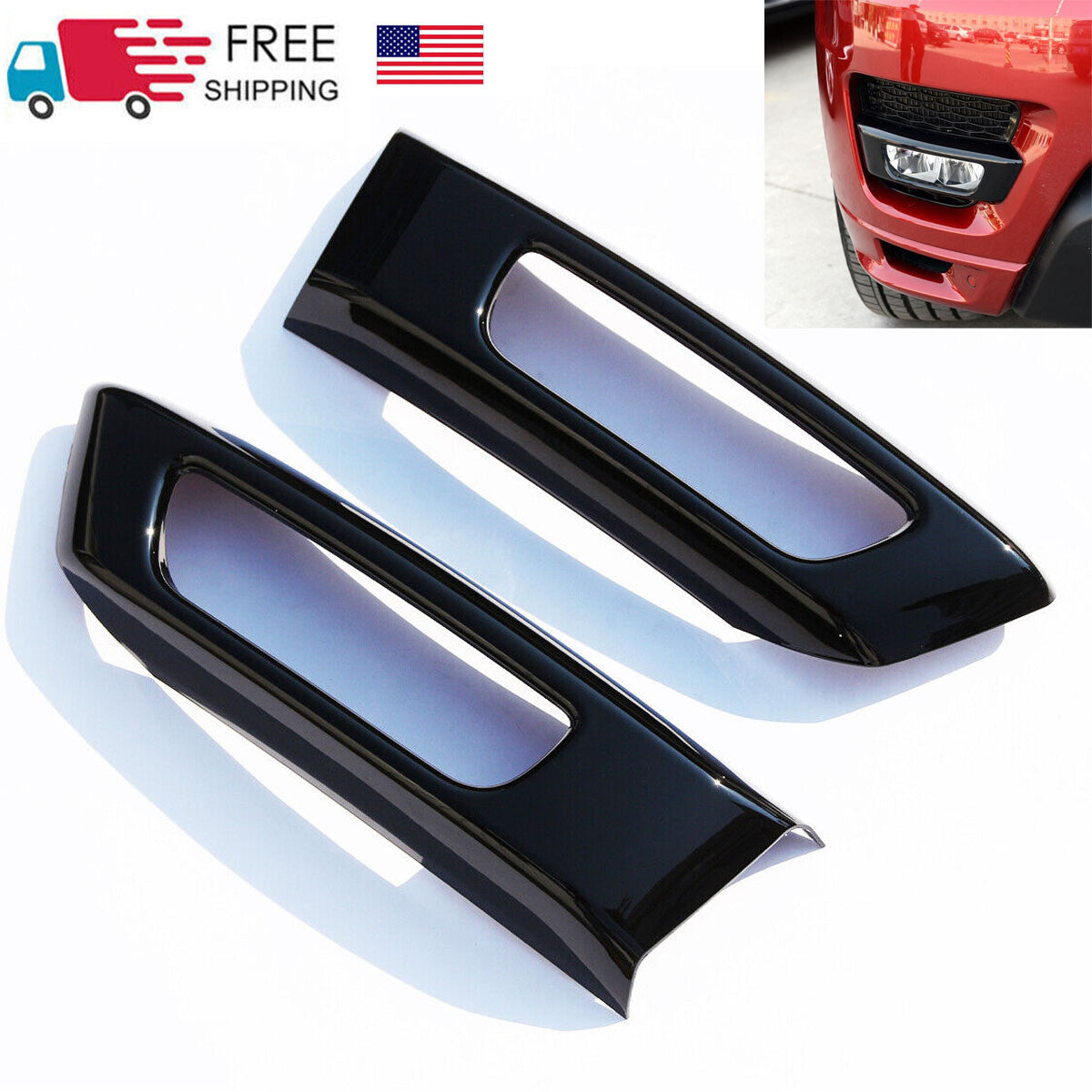 Black front bumper fog light cover for Range Rover Sport 2014-2017 and 2015 models.