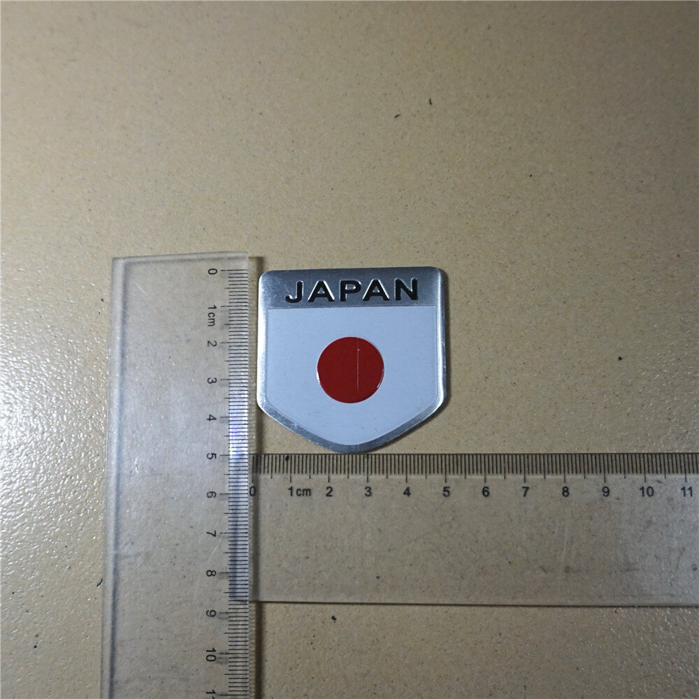 2x JAPAN Flag Small Metal Badge Decal Sticker Emblem Performance Auto Power Type