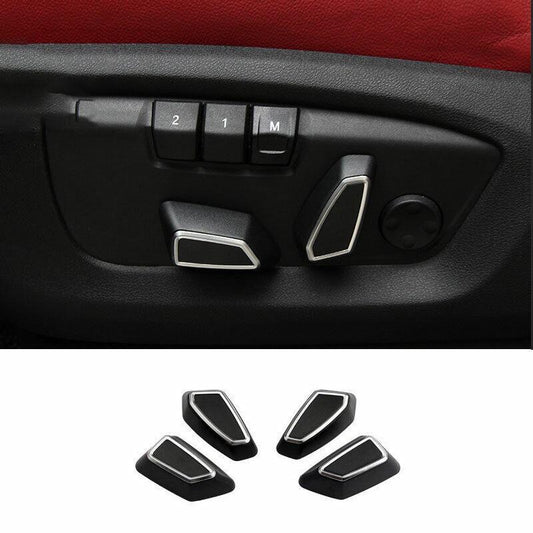 for BMW X5 X6 F15 F16 2014-2018 ABS Silver for Seat Adjustment Button Cover Trim 4X