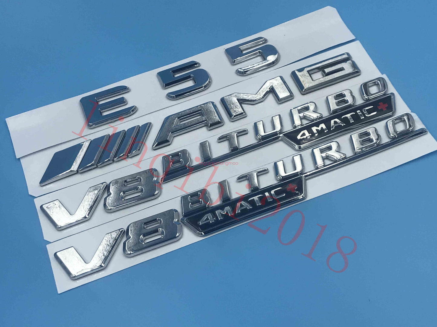 Flat  E55 AMG V8 BITURBO  Letters Trunk Embl Badge Sticker for AMG