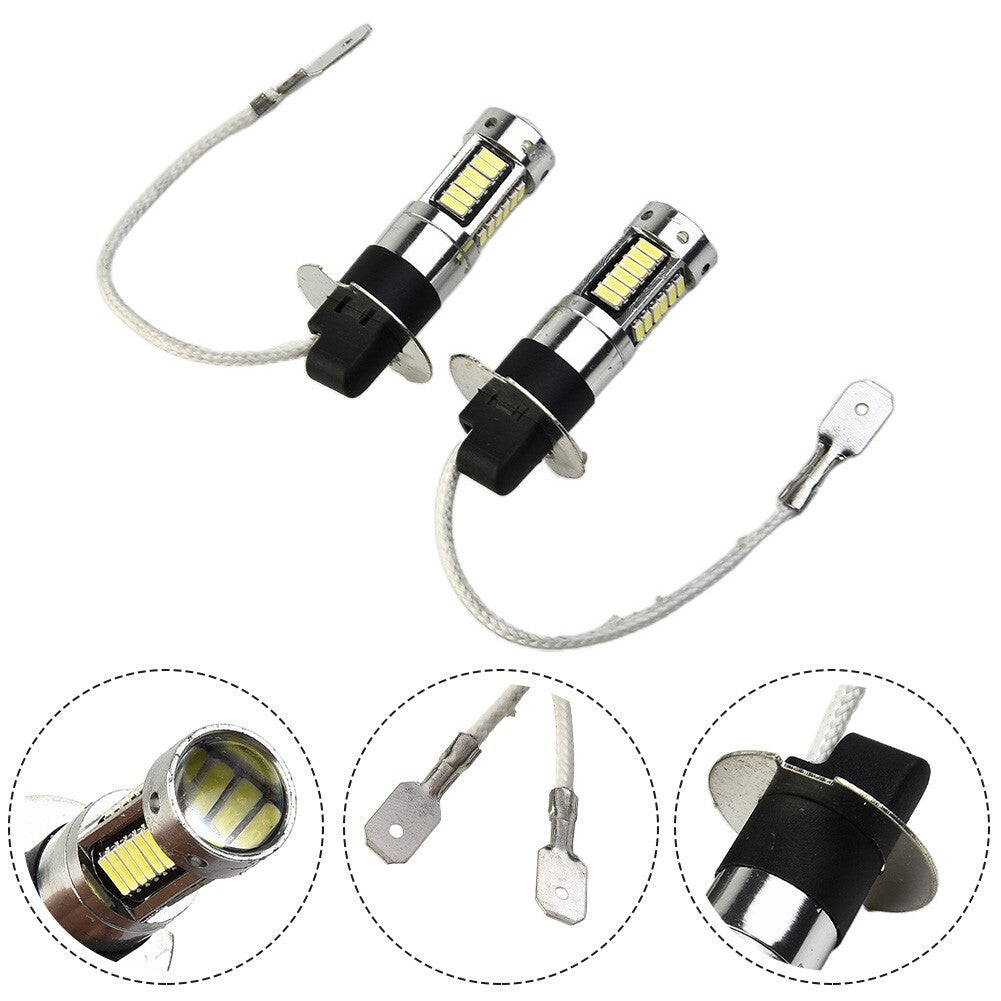 Pair H3 LED Fog Light Bulbs Conversion Kit Super Bright Canbus 6000K White 100W v