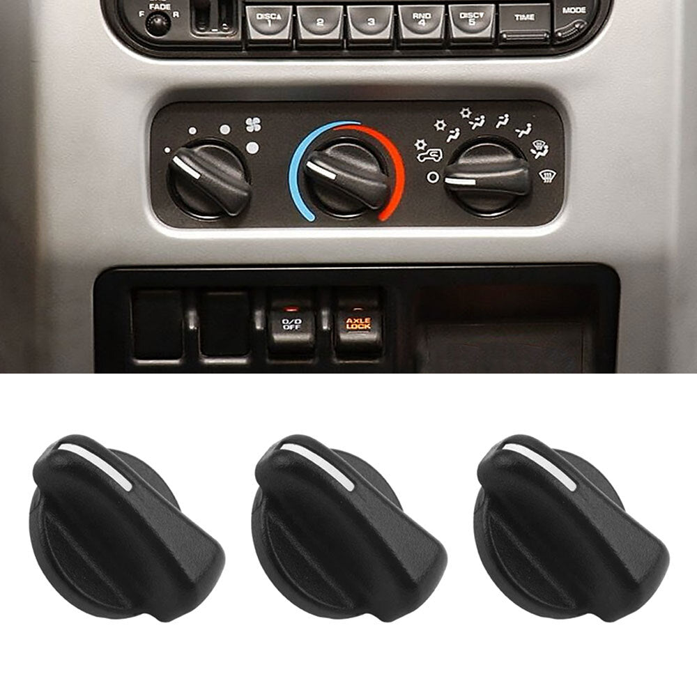 Fits 1999-2006 for Jeep for Wrangler TJ A/C Heater Knob Control Blower Fan Knob SET 3PC Q