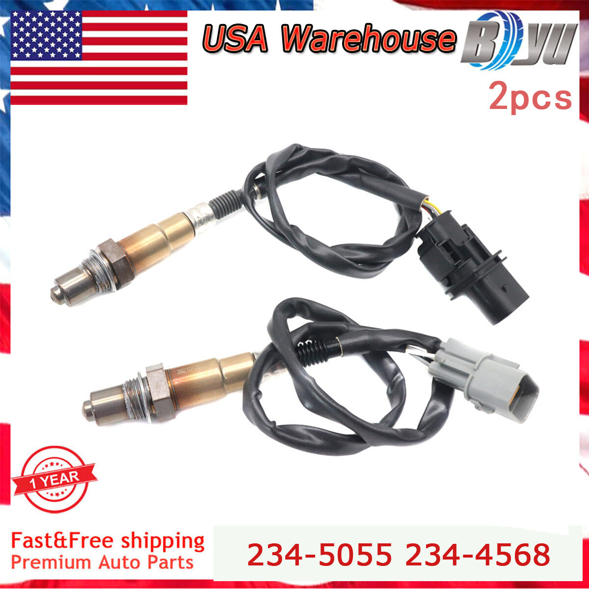 2Pcs Upstream + Down Oxygen O2 Sensor for Kia Soul 1.6L for Hyundai Accent 2012-2017