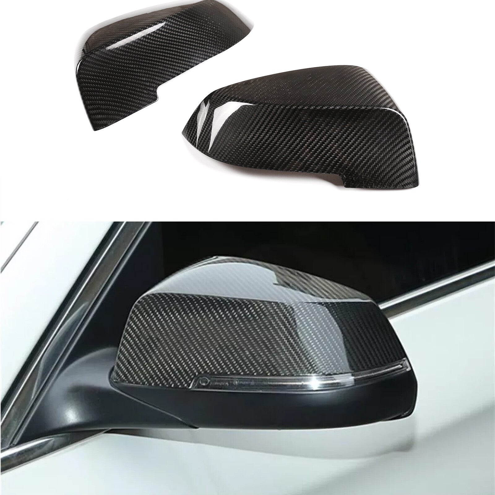 carbon fiber side mirror covers for 2014-2018 for BMW F10, F11, and 5 Series (2 pieces)
