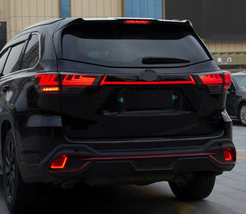 for Toyota Highlander 2014-2019 Black Tail Gate Trunk LED Tail Light Cover Trim
