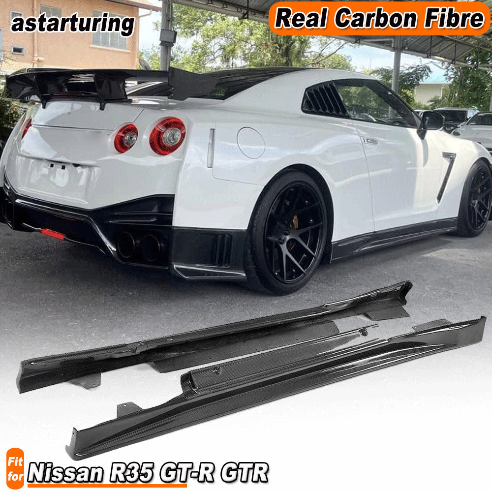 Fit for Nissan R35 GT-R GTR Coupe 2009-15 REAL Carbon Side Skirts Extension Lip