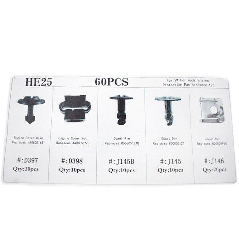 60-piece automatic engine protection disc hardware kit with pins, clips, nuts, and tools - US stock n