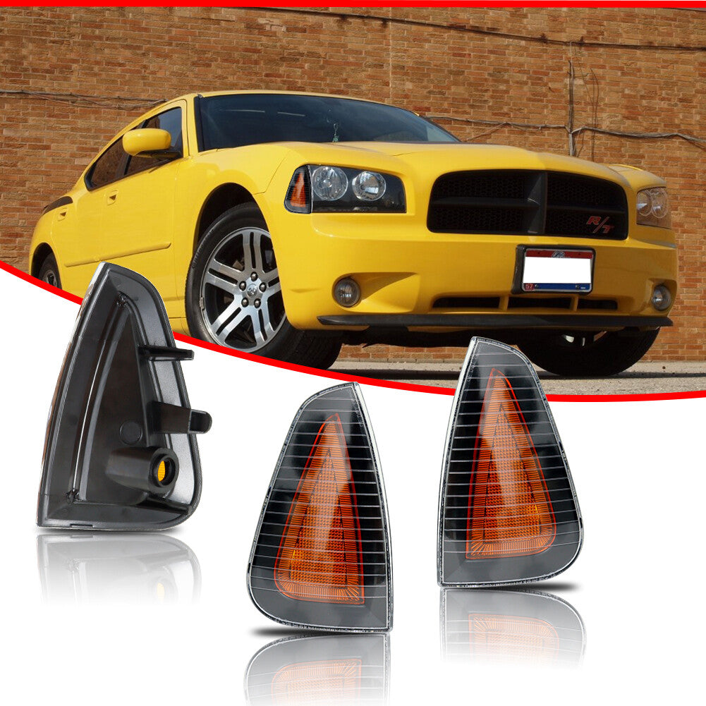 Amber Lens Corner Stop Marker Signal Light Housing for 06-10 for Dodge Charger - v
