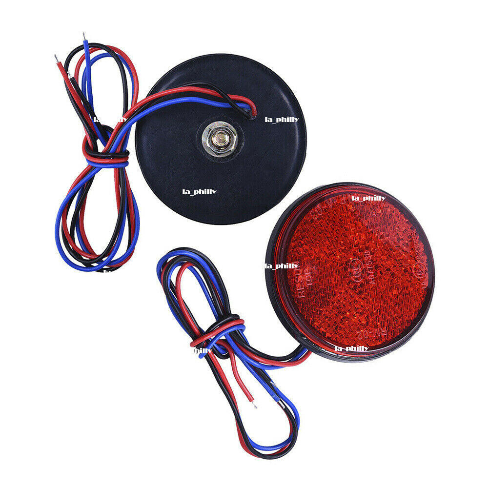 2Pcs Motorcycle Truck 12V 24 LED Round Brake Stop Tail Rear Light Lamp-Red Q