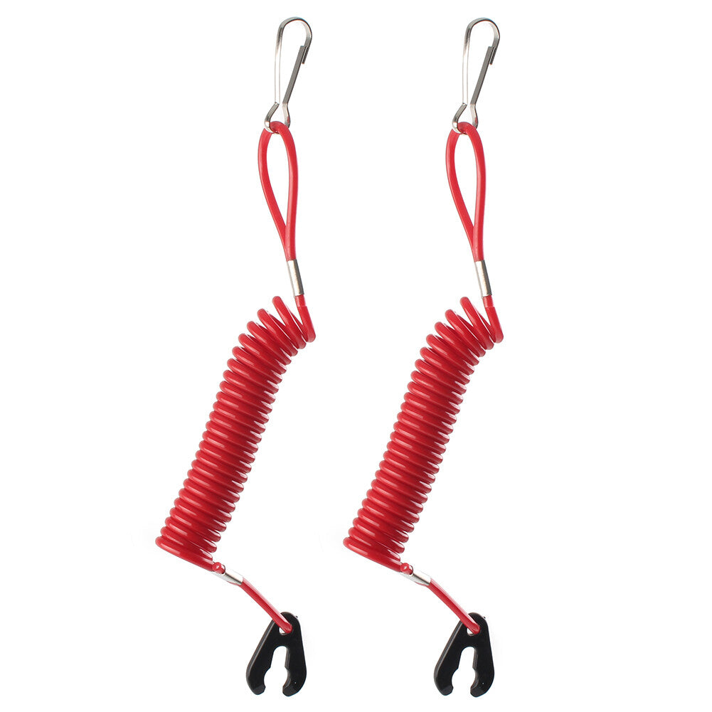 2PCS Outboard Kill Switch Lanyard Tether Emergency Stop Lanyard for Yamaha Red