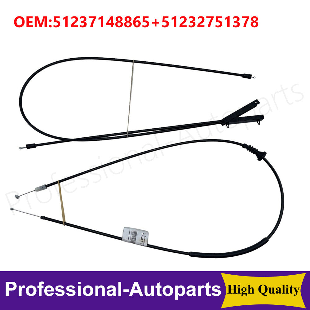 2PCS Front+Rear Hood Release Cable for Mini Cooper R55 R56 R57 R58 R59 1.6L