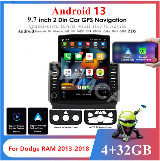 Fit for Dodge for Ram 1500 2500 3500 2013-2019 9.7 Android 13 Car Stereo Radio GPS
