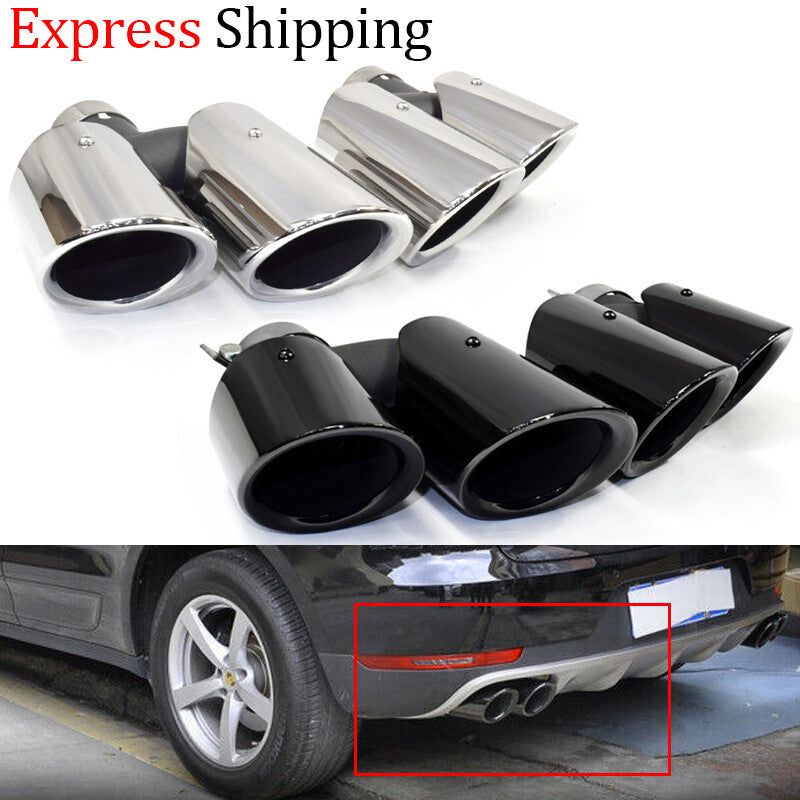 Pair for Porsche Macan GTS 2014-2018 Car Exhaust End Tips Muffler Pipe Chrome HJ Q