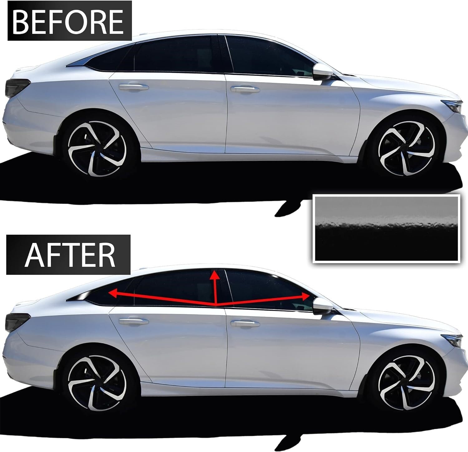 6pc Glossy Black For 2018-2022 for Honda Accord Chrome Delete Blackout Window Trim
