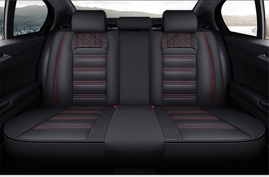 Black+Red PU leather Car Cushion Ceat Covers 6D Car-styling Full Cushion 5-Seats Q