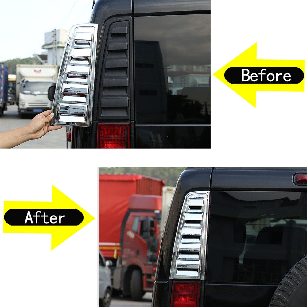 Chrome ABS Tailgate Leaf Taillight Lamp Vent Outlet Trim For HUMMER H2 2003-09