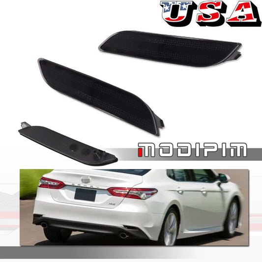 Left + Right Rear Bumper Light Reflector Smoke Kit for 2018-2023 for Toyota for Camry Q