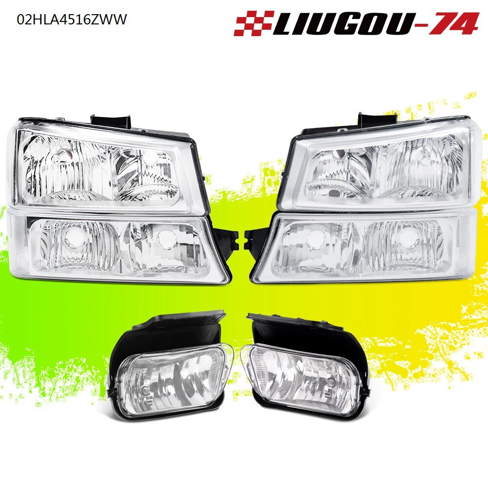 Suitable for 03-07 for Silverado/Avalanche Clear for CHRome Headlights + Fog Lights Brand New - v
