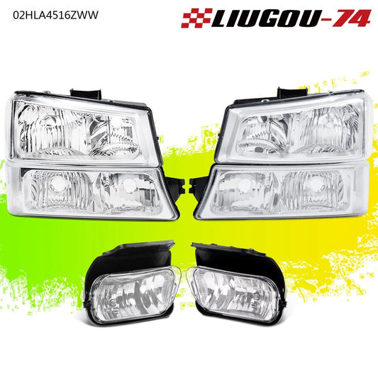 Suitable for 03-07 for Silverado/Avalanche Clear for CHRome Headlights + Fog Lights Brand New - v