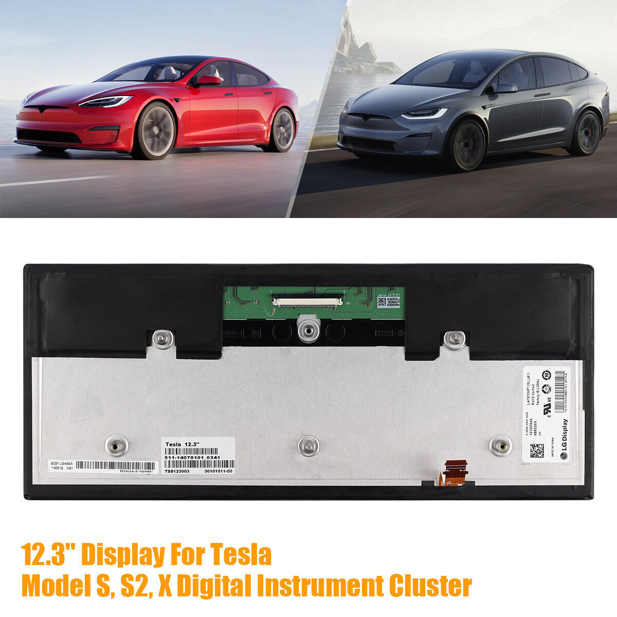 12.3 Instrument Cluster LCD Module Display Screen For model X S S2 n