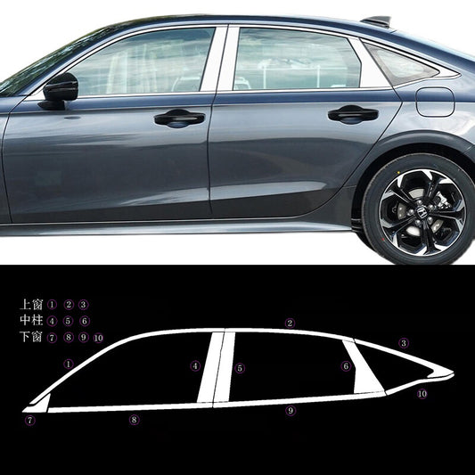 for Honda for Civic Sedan 2022-2023 Chrome Full Window Sill Trim Molding Cover trim