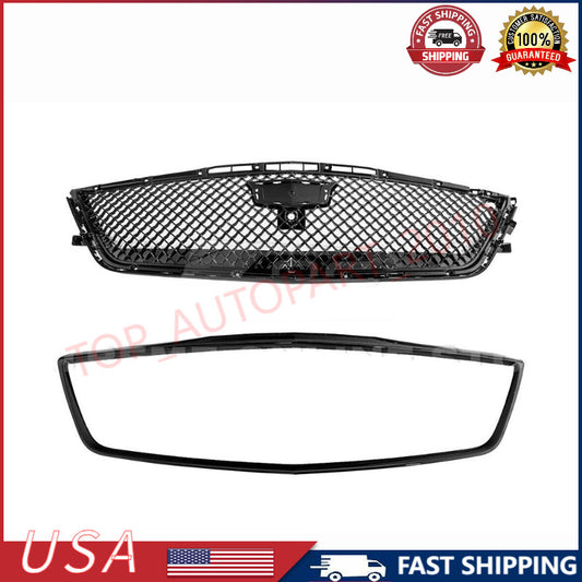 Front Bumper Grille Cover For 2016-2018 for Cadillac CT6 Blackwing Style GLOSS BLACK