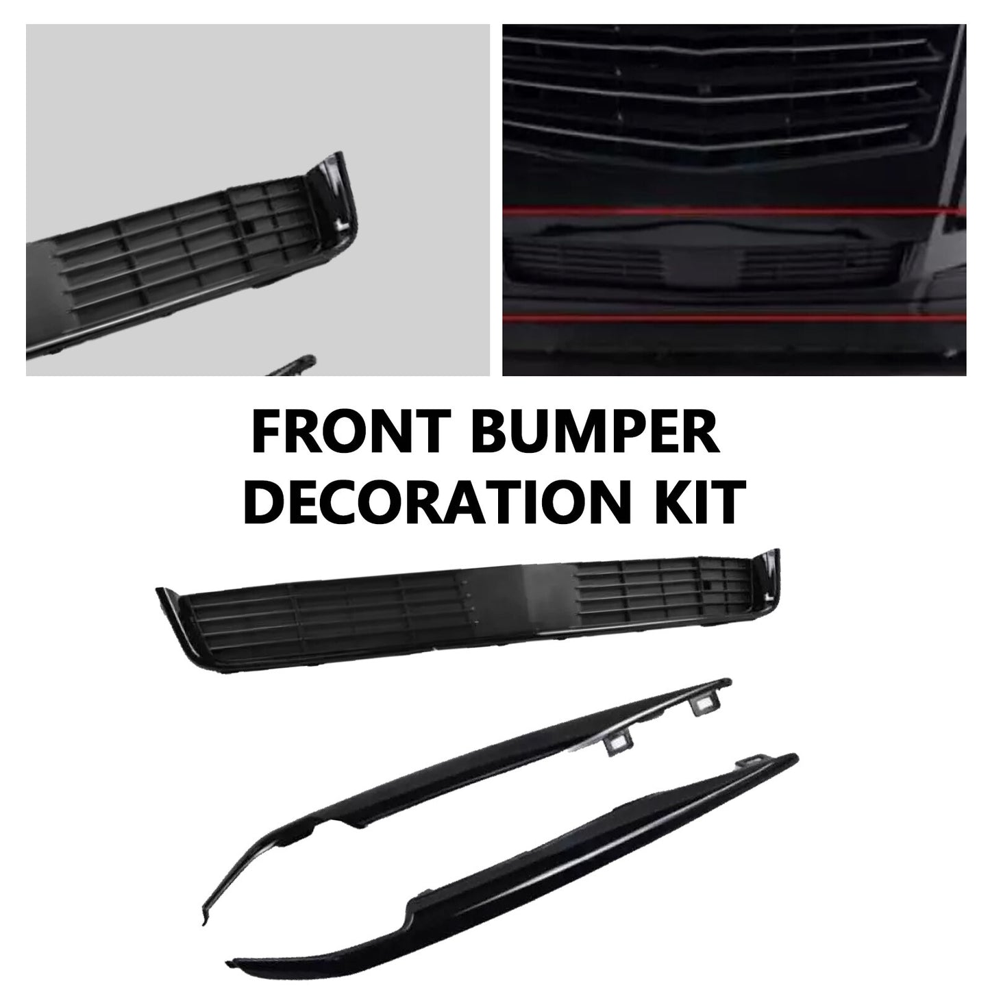 Front Bumper Trim Set + Lower Grille For 2015-2020 for Cadillac for Escalade Platinum