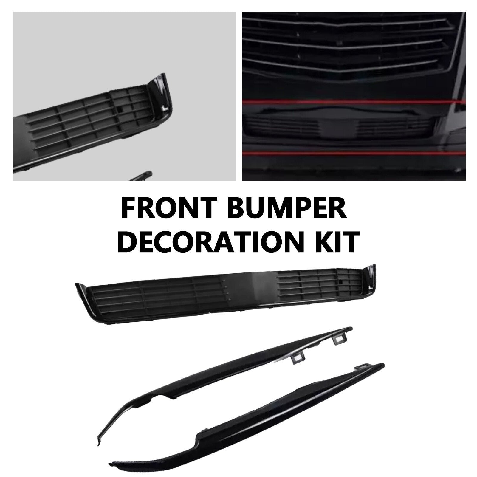 Front Bumper Trim Set + Lower Grille For 2015-2020 for Cadillac for Escalade Platinum