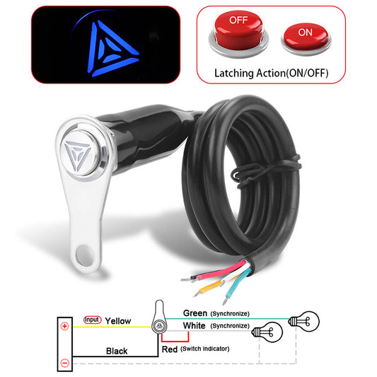 LED Motorcycle Switch ON-OFF Handlebar Headlight Warning Light Stainless Steel
