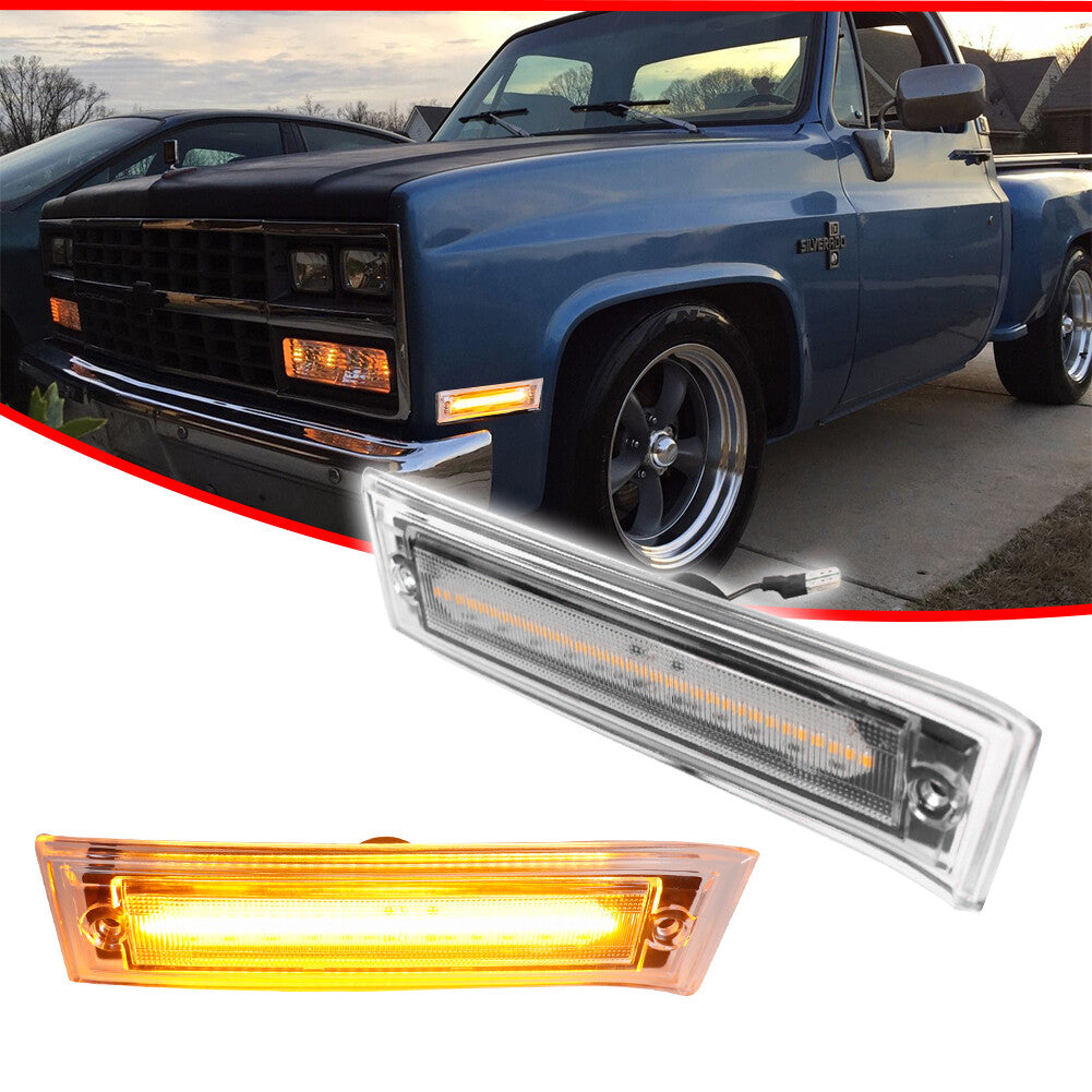 Clear with amber front bumper side marker lights for 81-91 for C10 C20 C30 for GMC - v