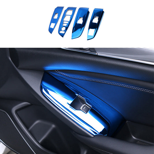 Door Window Switch Lift Cover Trim Blue Titanium Fit for Honda Accord 2018-2021