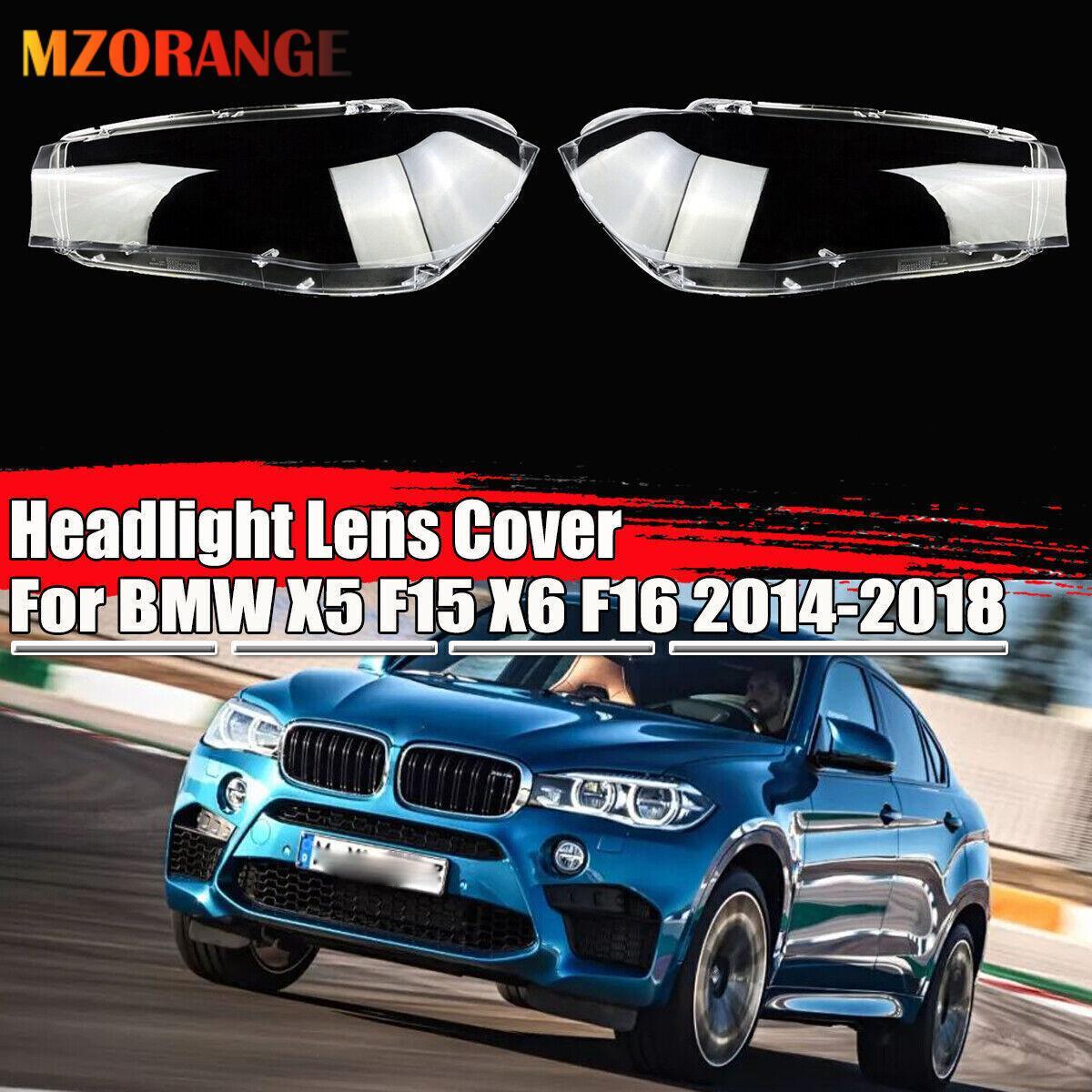 2¡Á F¨¹r for BMW X5 X6 F15 F16 2014-2018 Scheinwerferglas Linse Abdeckung Links+Rechts