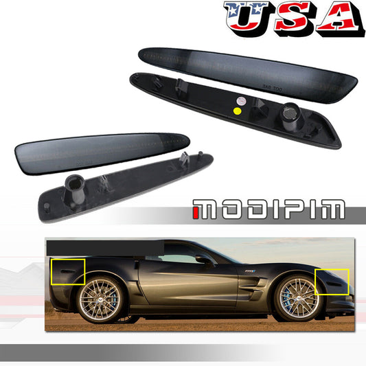 Suitable for 4 front and rear marker lights of the 05-13 for Corvette C6 smoked lens- v