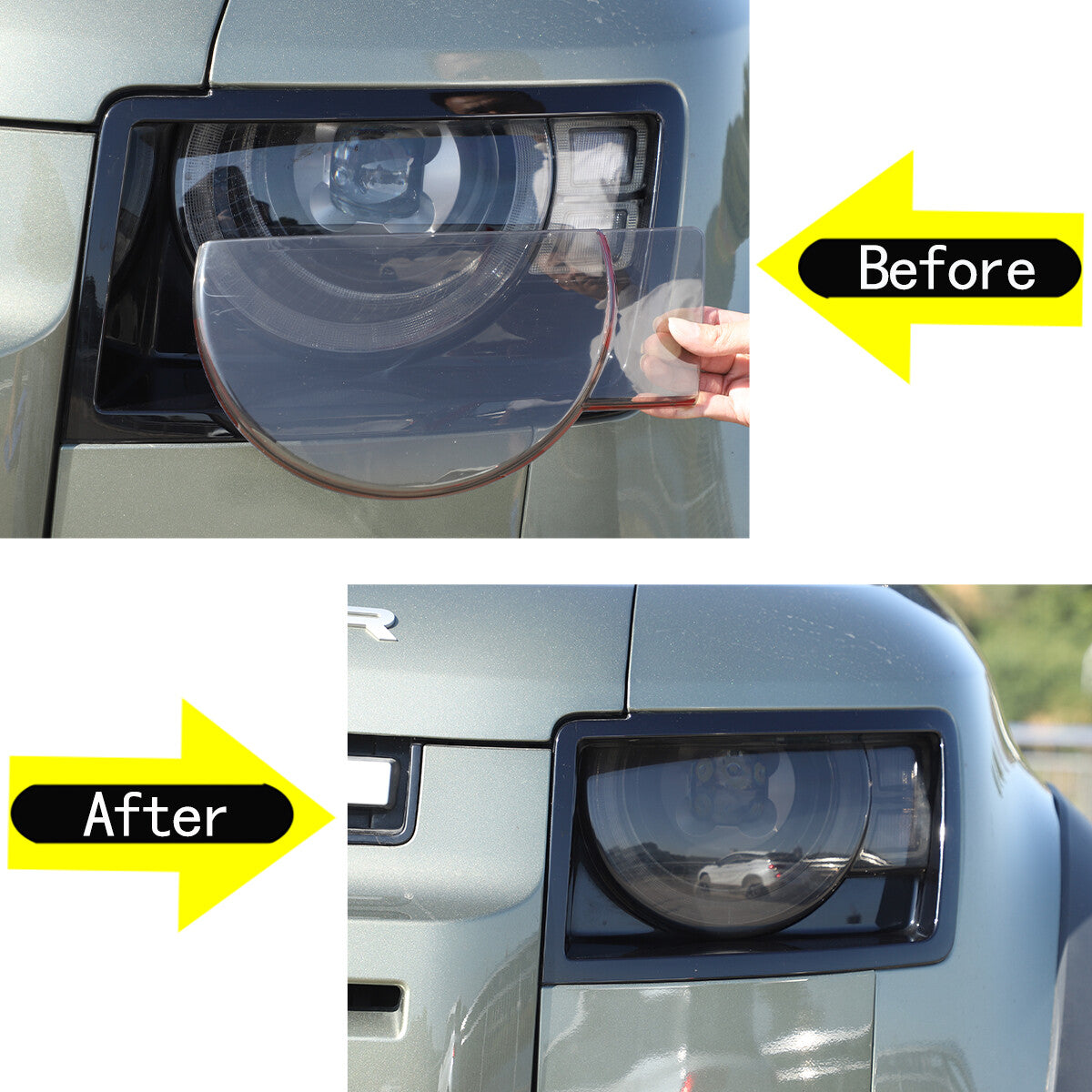Smoked headlights + taillight cover trim for Land Rover for Defender 20-23